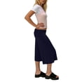 thumbnail image 6 of Women Fold Over Gaucho Pants Wide Leg Low Rise Flowy Capri Yoga Lounge Cropped Flare Bottoms Navy 3XL, 6 of 6