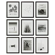 Instapoints 9 Piece 8" x 10" Picture Frame Set with Decorative Art Prints & Hanging Template Gallery Wall Kits, Black