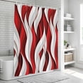thumbnail image 6 of Red White Moire Standard Shower Curtain Set, Waterproof Shower Curtains for Bathroom, Modern Abstract Art Washable Fabric Cloth Bath Curtain for Bathtub Decoration with Hooks 72x72 Inches, 6 of 6