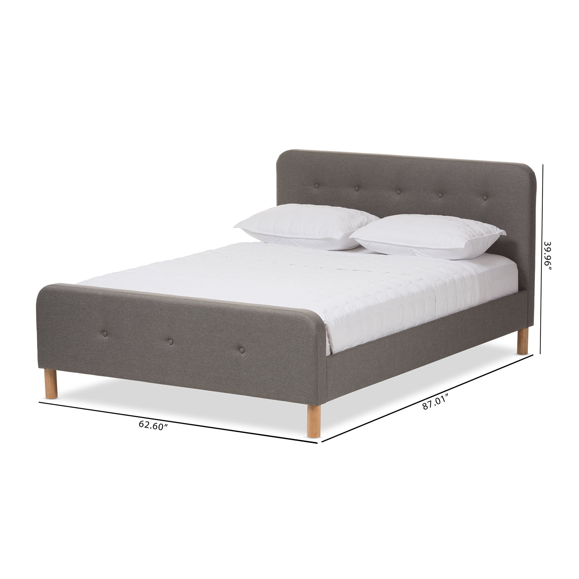 Baxton Studio Samson Mid-Century Fabric Upholstered Platform Bed, Multiple Sizes, Multiple Colors