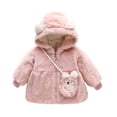thumbnail image 3 of THDHVS Girls Winter Coat,Winter Coats for Girls,Winter Girls Coat Style Kid's Clothing Solid Color Fleece Sweater Coat with Bag Pink 3-5 Years, 3 of 8