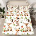 thumbnail image 2 of Homewish Animal Rabbit Fox Deer 4-Piece Full Size Sheets For Kids Boys Girls,Jungle Wildlife Bed Sheets,Botanical Plants Lightweight Sheet Sets,Lightweight Room Decor, 2 of 7
