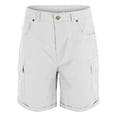 thumbnail image 5 of Shorts for Women BWASD Summer High Waisted Button Shorts with Pockets Solid Color Casual Beach Vacation Clothes Loose Cargo Pants for Hiking Workout (White,L), 5 of 7