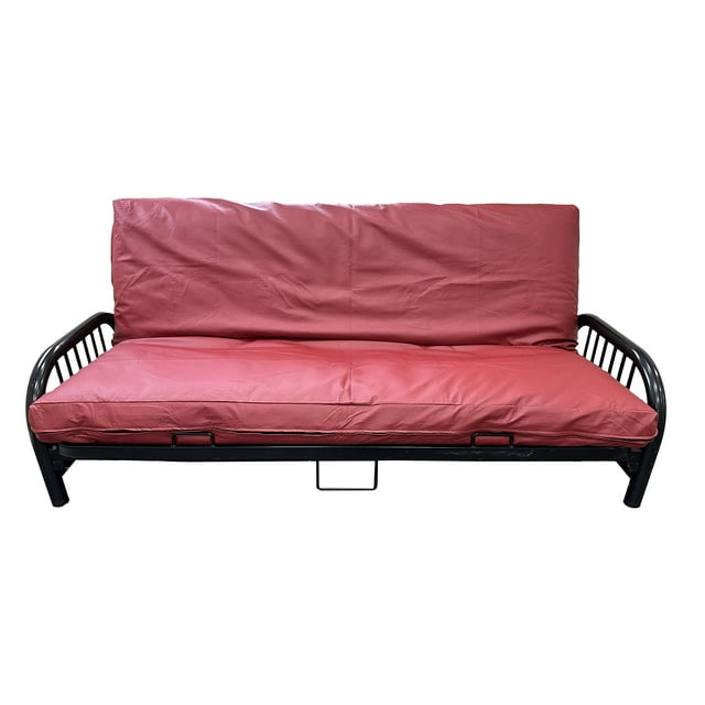D&D Futon Housses de Futon en Vinyle Aspect Cuir, Protège-Matelas (Rouge, Taille Complète 6x54x75 Po)