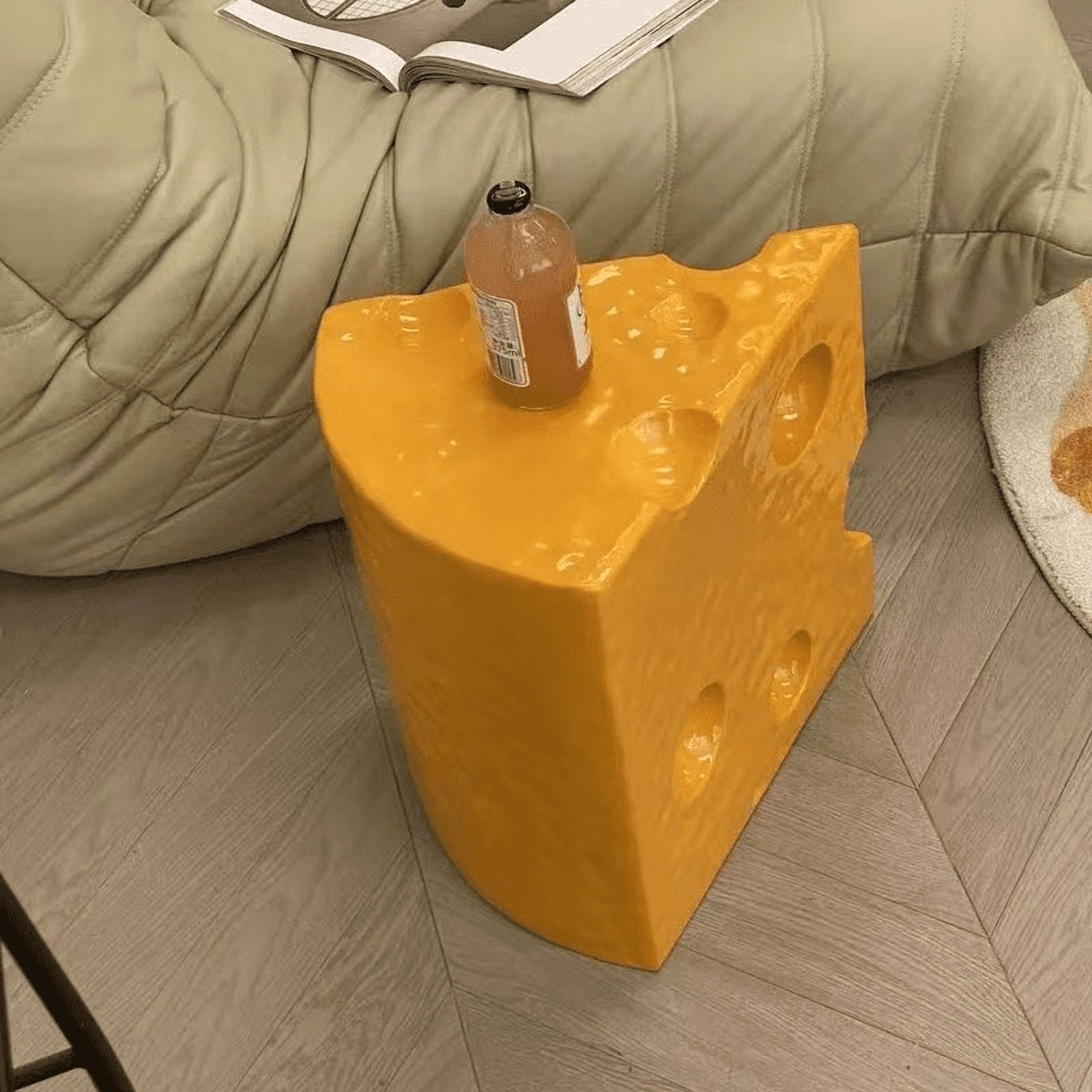 Creative Triangular Side Table, Cheese Decorative Sofa Table, Cute Coffee End Table, Sofa Stool Small Bedside Table for Living Room Bedroom(Yellow,14"L x 13"W x 16"H))