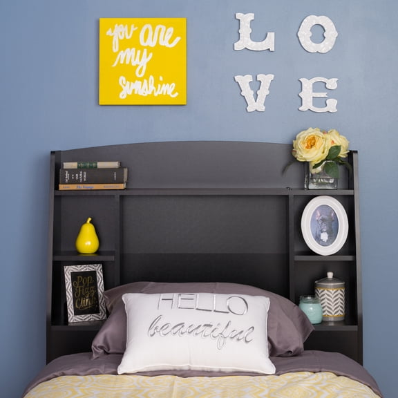 Prepac Astrid Twin Bookcase Headboard in Black