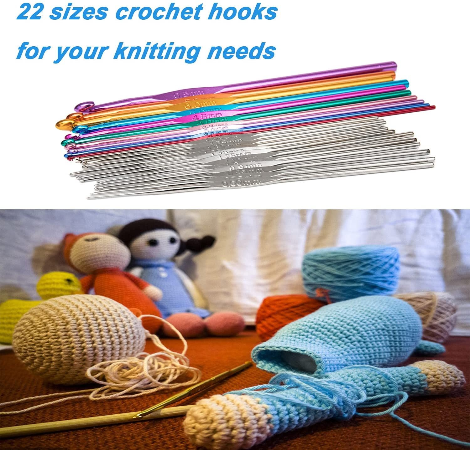 8/10/16Pcs Crochet Hooks Set Knitting Needles 0.5-6mm Crochet Craft Sewing  Tool