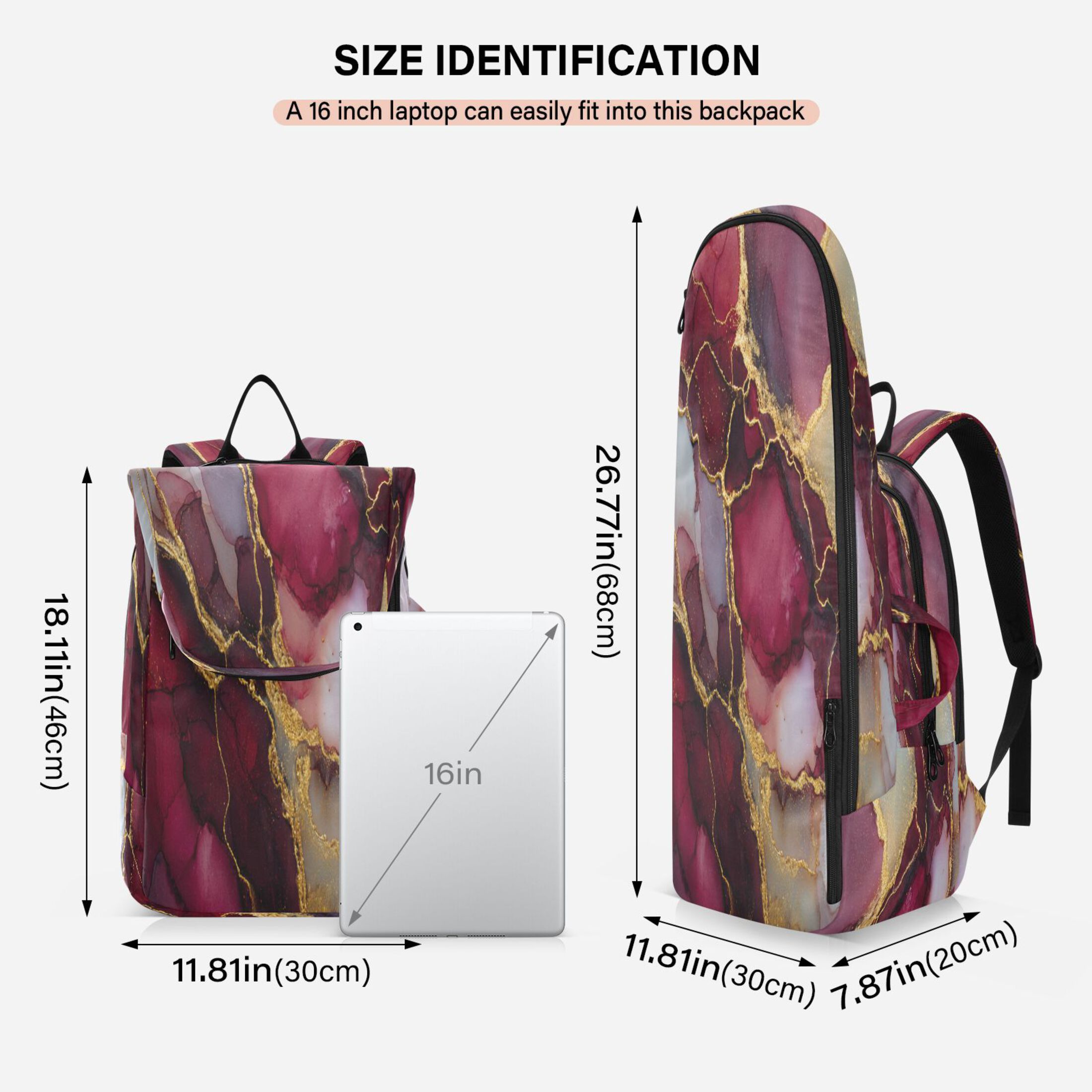 2 Racquet Holder Tennis Backpack Tennis Racket Covers Gym Bags Wine-red Marble