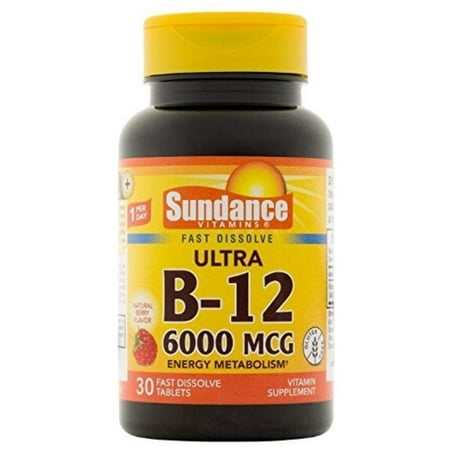 Sundance Vitamins B12 6000 mcg Tablets For Energy Metabolism, 30