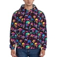thumbnail image 2 of Zufioo colorful mushroom Skull Design Fleece Comfortable Hoodie for Mens,Sweatshirt for Men,Pullover Hooded Sweatshirt for Men -Small, 2 of 5