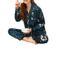 thumbnail image 3 of Womens 2 Piece Silk Satin Pajama Set Long Sleeve Lounge Sets Button Down Shirts and Pants PJs Soft Sleepwear Sets, 3 of 9