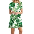 thumbnail image 1 of SMihono Robe Maxi Bohème d'Été pour Femmes Grande Taille Mode Féminine Col Rond Manches Courtes Imprimée Robe de Plage, 1 of 4