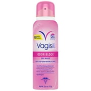 Vagisil Odor Block Dry Wash Spray for Feminine Hygiene, Gynecologist Tested, Hypoallergenic, 2.6 Ounces (Pack of 1)