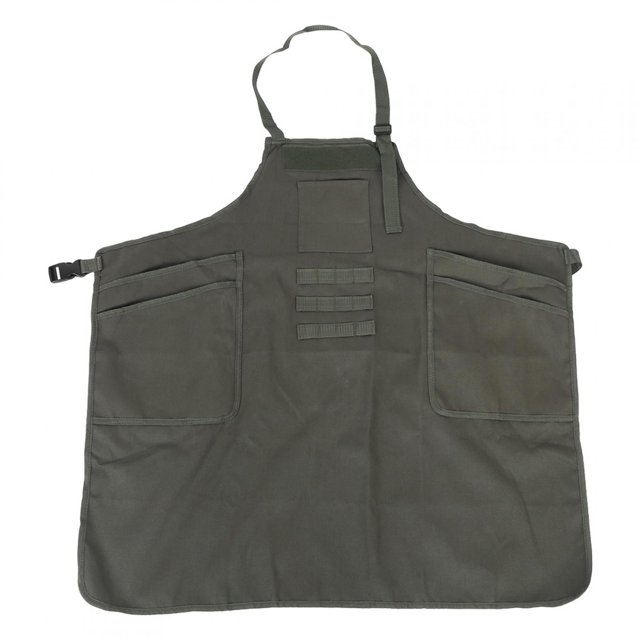 Delantal de trabajo Delantal ajustable al aire libre con bolsillos para restaurante BBQ Cafetería Verde militar