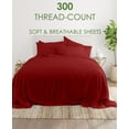 thumbnail image 2 of 6-PC Pure Giza Cotton Split King Size, Burgundy Color Bedsheet Set - 300-Thread-Count, 18-inch deep pockets 7-PC [1 flat sheet, 2 fitted sheets, 2 pillowcases], 2 of 7