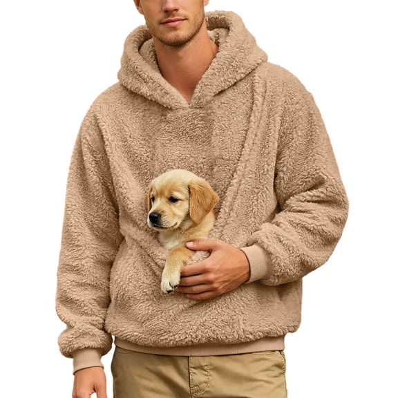 MEZZALL Men Hooded Sweatshirt With Pets Pouch Oversized Pullover For Small Cats Puppy Walking Outdoor Comfort Street Tops