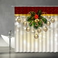 thumbnail image 2 of Merry Christmas Shower Curtain Christmas Ball Pine Leaf Dreamy Xmas Bells Berry Happy New Year Winter Holiday Fabric Bathroom Curtains Decor Set with Hook(72" WX72 H), 2 of 6