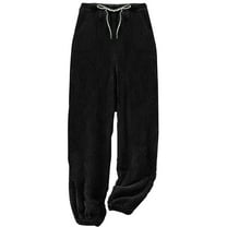 Women's Solid Fleece Lounge Pants Plus Size Elastic Waist Thick Sherpa Warm Pajamas Pants Casual Cozy Pjs Bottoms