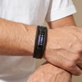 thumbnail image 5 of VNOX Stainless Steel Magnetic Clasp Lapis Bead Black Leather Double Layer Bracelet for Men Gift, 5 of 6