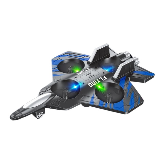 Bewildely Avión RC con giro de 360° y acrobacias aéreas, detección de vuelo estacionario, modo sin cabeza, luces LED, juguete Juguetes y Juegos azul Electricidad única