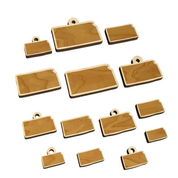 Kansas State Silhouette Wood Mini Charms Shapes DIY Craft Jewelry - No Hole - 20mm (15pcs)
