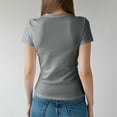thumbnail image 3 of NAMTYQX Spring Tops for Women 2025 Casual Short Sleeve Classic Hawaii Tropical Graphic Crewneck Plus Size Lightweight Loose Gray Size 5XL, 3 of 5