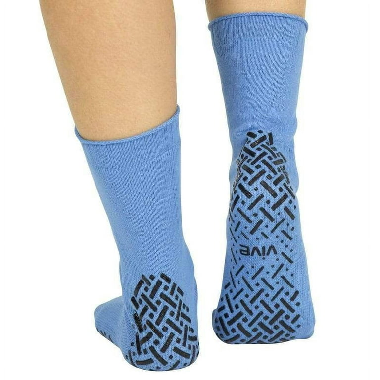 Vive Non-Slip Hospital Socks (6 Pairs) - Anti Skid Rubber Grip