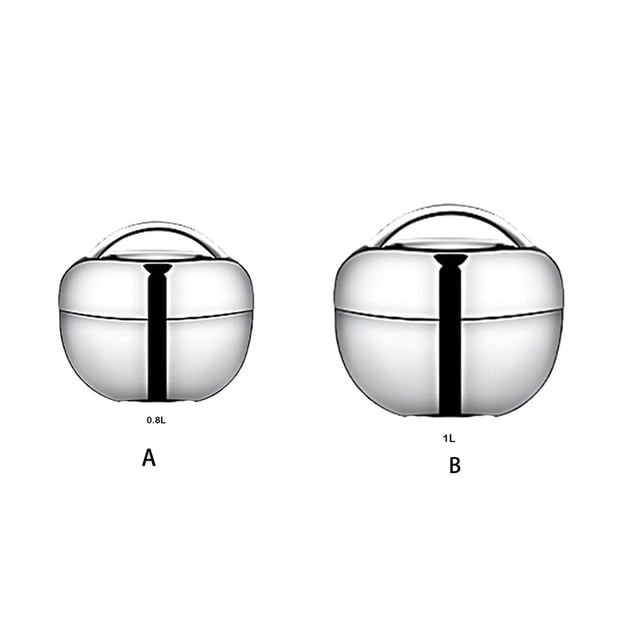 VONKY Apples Shaped Insulated Stainless Steel Lunch Box For Convenient Storage Versatile Durable Safe Silver 0.8L