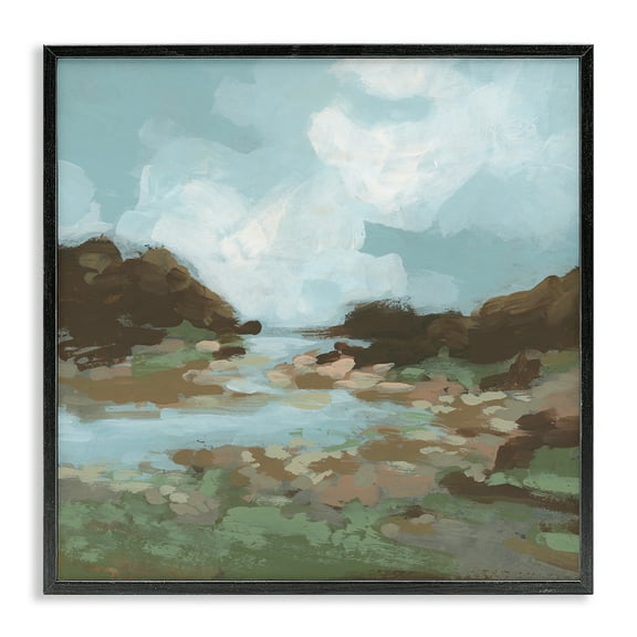 Stupell Industries Traditional River Bend Landscape & Nature Painting Black Framed Art Print Wall Art, 12 x 12