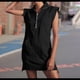 thumbnail image 4 of Vestido Tipo Sudadera con Media Cremallera para Mujer, Estilo Verano, Cuello en V, Sin Mangas, Estilo Túnica, Minivestido Negro XXL, 4 of 9