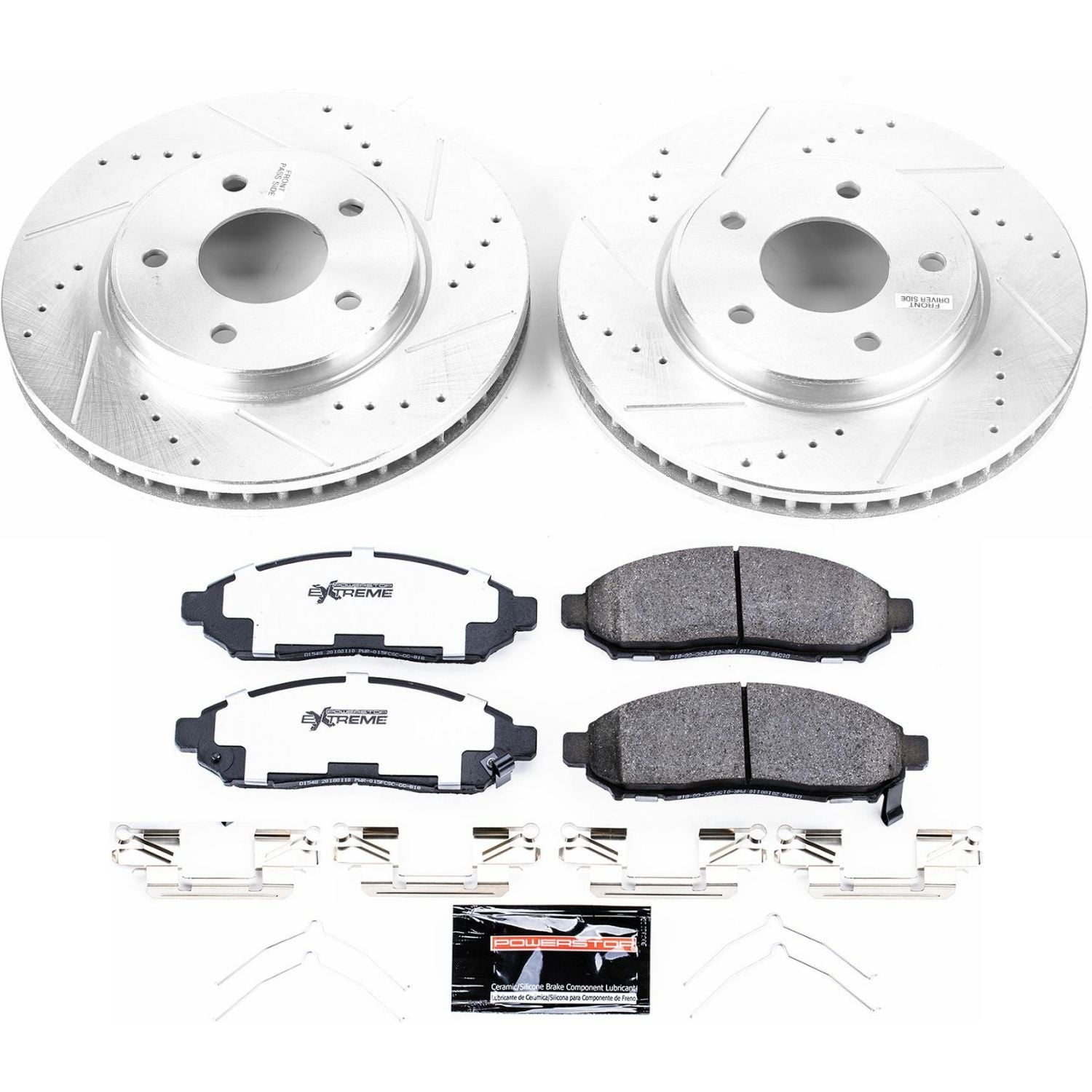 PowerStop Front Z36 Truck & Tow Carbon-Fiber Ceramic Brake Pad and Drilled and Slotted Rotor Kit Fits: CHEVROLET NISSAN Select Models K6492-36