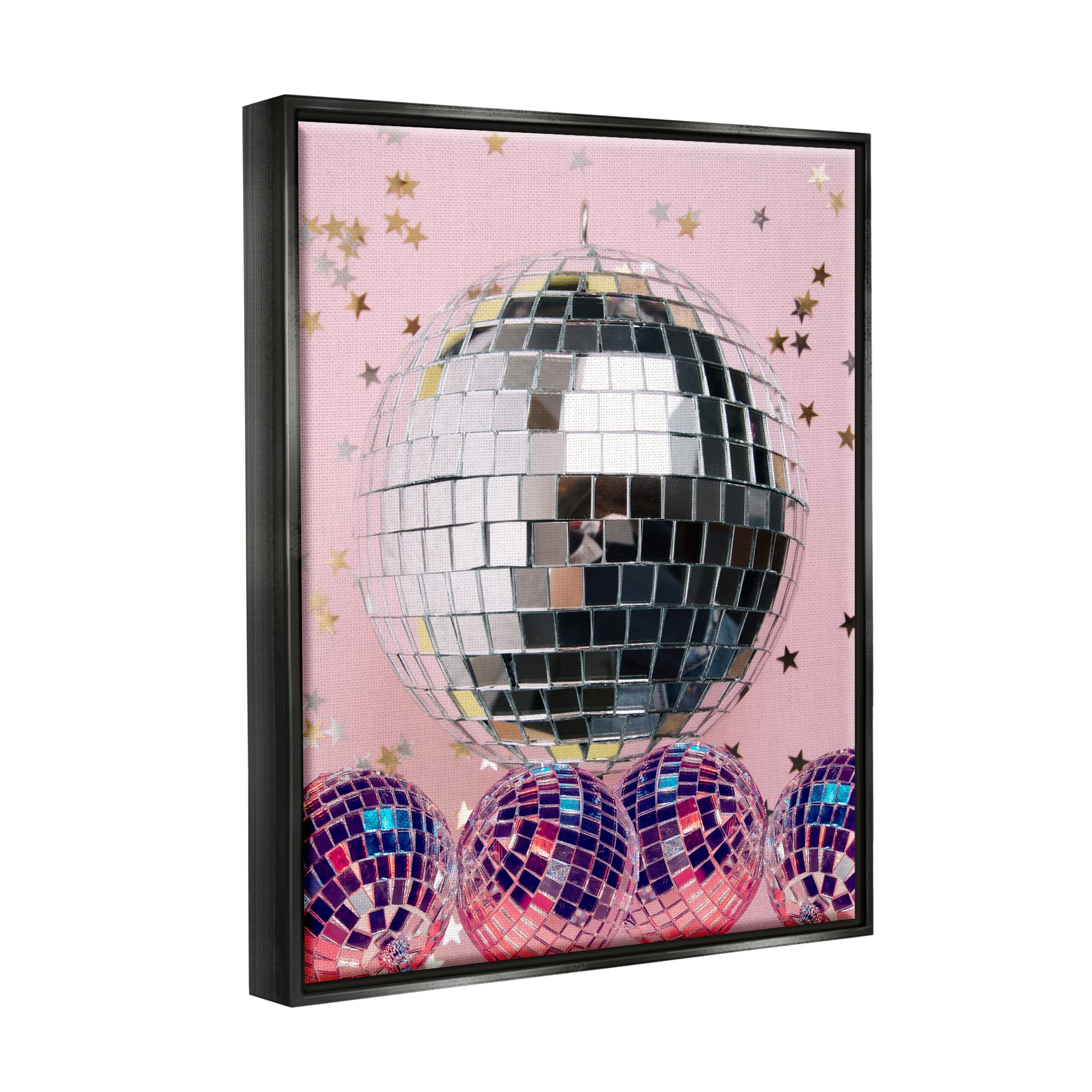 Stupell Industries Gleaming Disco Balls Literature & Flim Photography Black Floater Framed Canvas Art Print Wall Art, 25 x 31