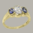thumbnail image 2 of LBG British Made Classic Solid 10k Yellow Gold Cubic Zirconia & Natural Tanzanite Womens Anniversary Ring - 33 size options - Size 5.25, 2 of 6