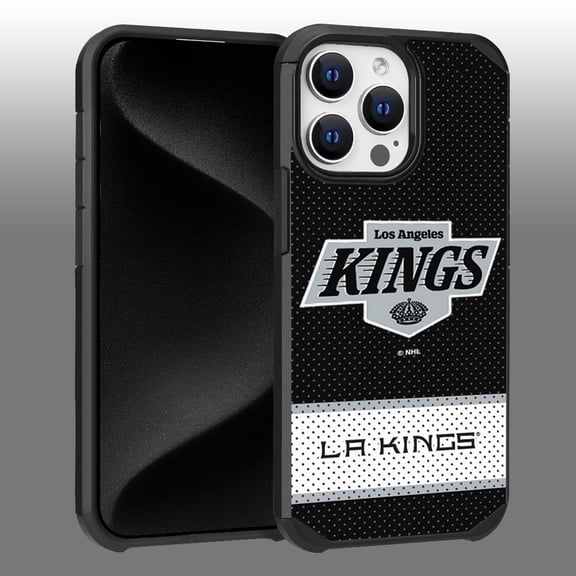 Apple iPhone 15 Pro Max (6.7) - NHL Licensed Los Angeles Kings Team Logo on Jersey Textured Dual Layer Case