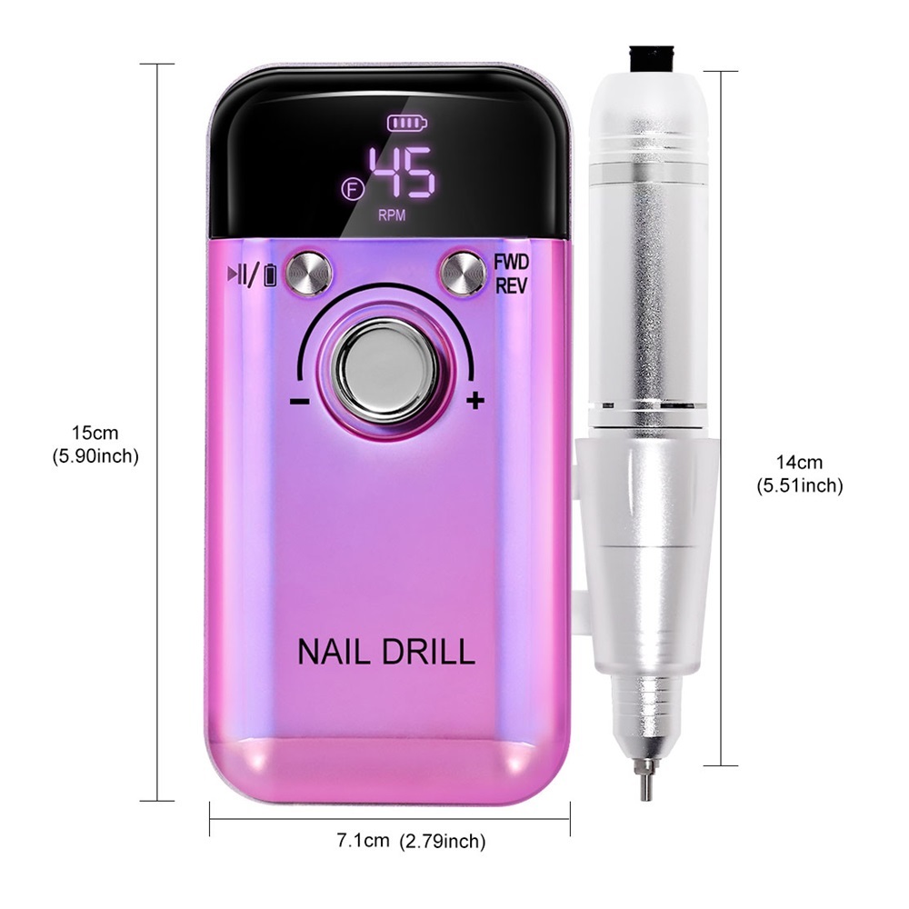 45000RPM Electric Nail Drill Machine Professional Nail Drills for Gel Nails Polish Rechargeable Portable Nail File Manicure Tool