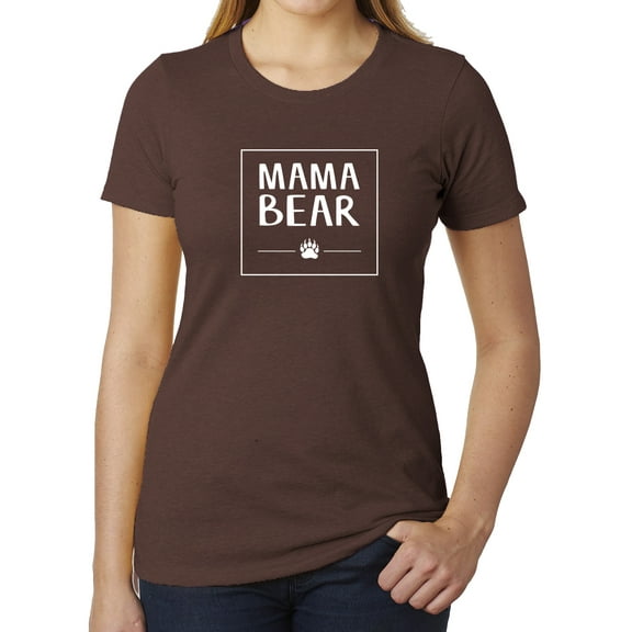 Mama Bear with Bear Paw Buffalo Plaid Woman's Graphic T-shirts- cute mom shirts - Espresso MH200WMOM S6 XS