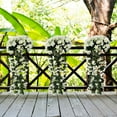 thumbnail image 4 of Artificial Hanging Flowers for outdoors,Fake Hanging Flowers,UV Resistant Fake Plastic Faux Hanging Plants Morning Glory Vines for Indoor Outdoor Garden Porch Eave Wedding Wall Decor（1PC）, 4 of 6