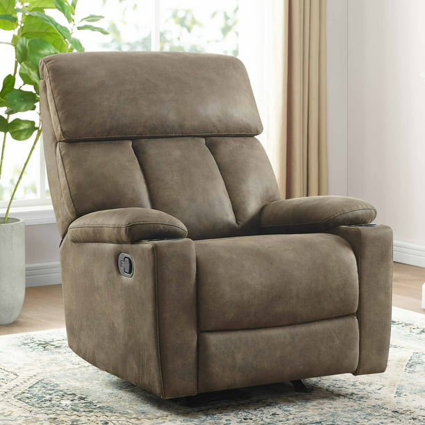 Serta Brown Faux Leather Upholstery Recliner with Dual Cup Holder