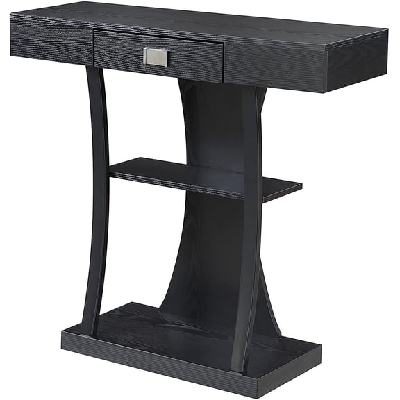 Pemberly Row Transitional Console Table in Black Wood Finish