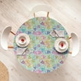 thumbnail image 4 of Ambesonne Colorful Fitted Round Tablecloth, Psychedelic Skulls Trippy, 45"- 56" Diameter, Pale Blue and Multicolor, 4 of 5