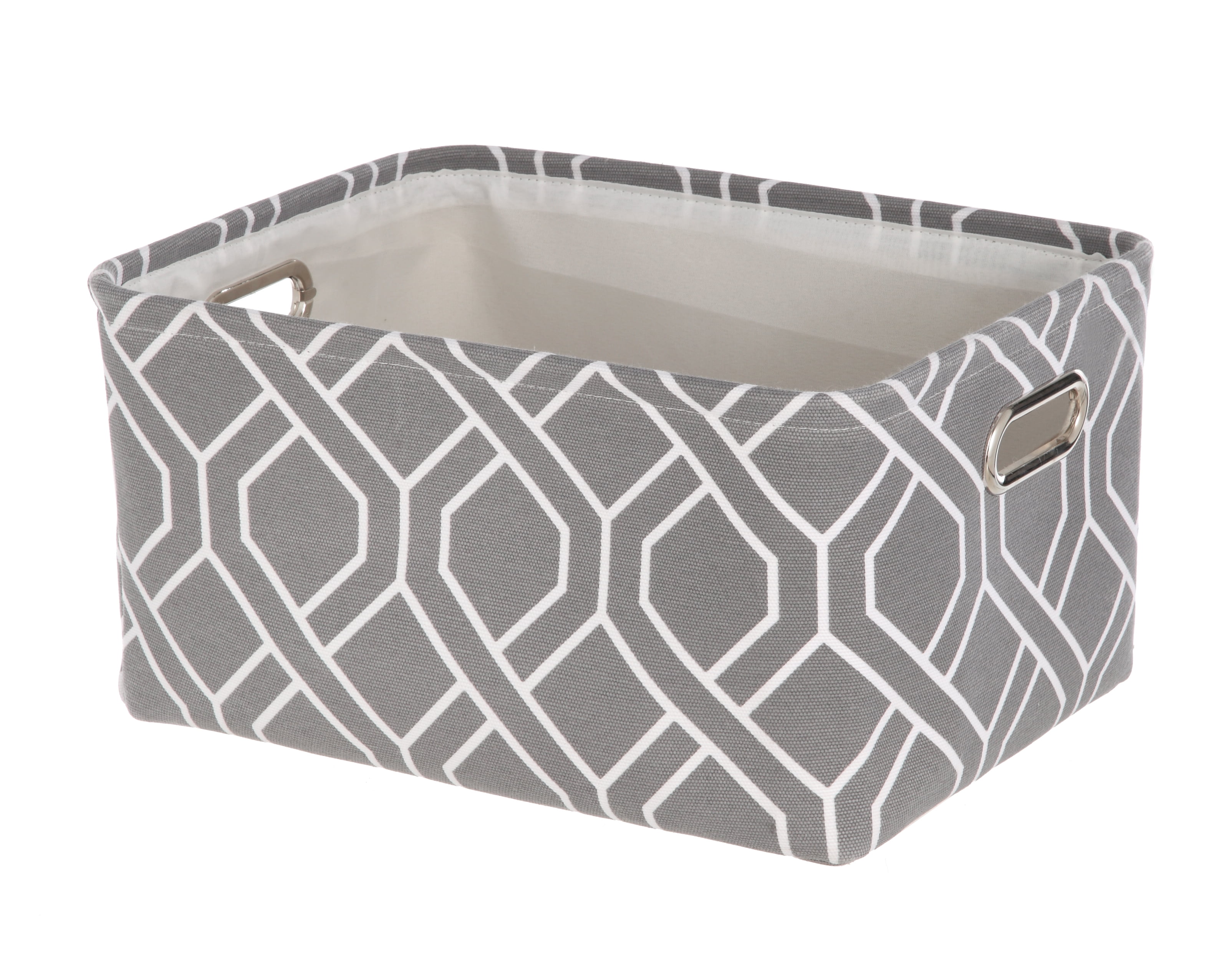 Mainstays Canvas Medium Grey & White Print Basket – Walmart Inventory ...