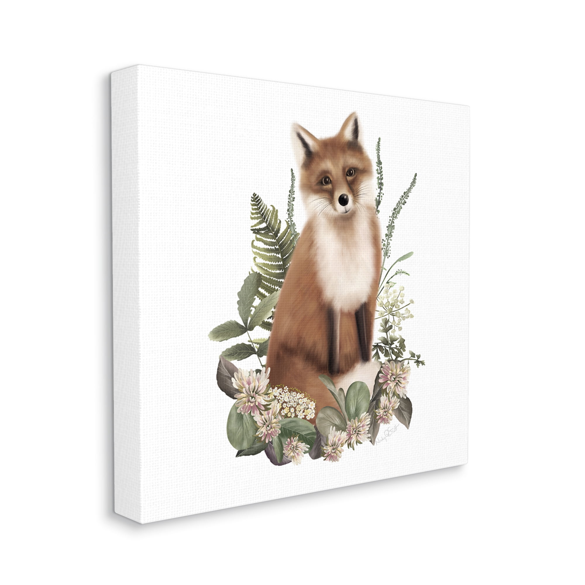 Stupell Industries Floral Bramble Fox Animals & Insects Painting Gallery Wrapped Canvas Art Print Wall Art, 30 x 30