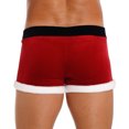 thumbnail image 4 of CHICTRY Ensemble de Noël pour Hommes Tenues de Père Noël 2 Pcs Boxeurs Rouges Shorts de Vacances avec Chapeau H Rouge 3TG, 4 of 7