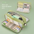 thumbnail image 4 of Canvas Pencil Case Large Capacity Pencil Cases Pencil Pouch with 3 Compartments for Kids School Stationary Office Storage Makeup Bag, 4 of 5