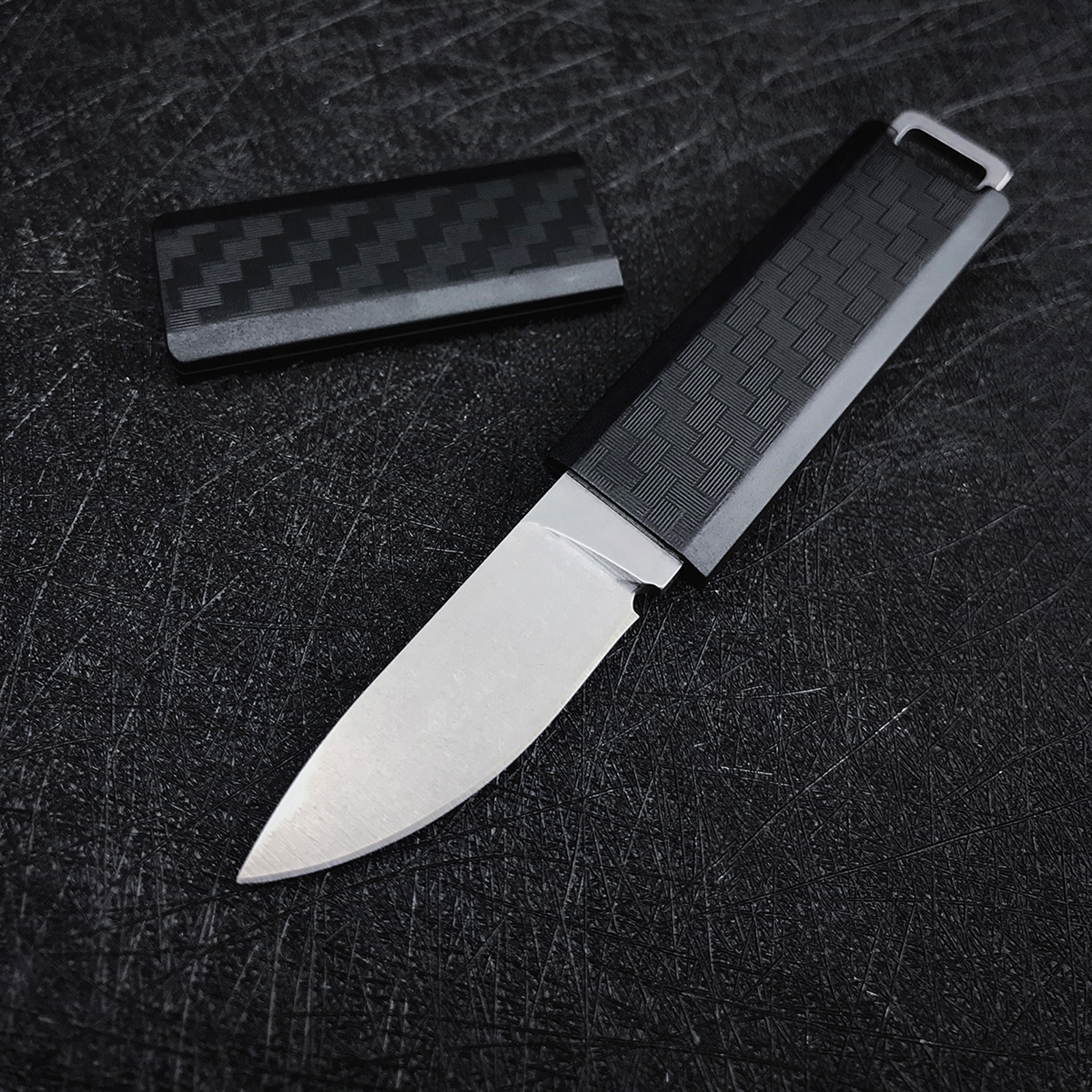 Mini Utility Knife, Compact Pocket Knife with Sheath, Fixed Blade Knife for Cutting Cartons, Packaging and Gift Collections (Black)