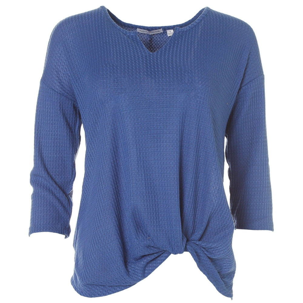 Notations - Notations Womens Twist Front Waffle Knit T-Shirt Large ...