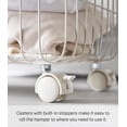 thumbnail image 6 of Yamazaki Home Rolling Wire Basket, White, Steel + Wood, 9.2 gallons, 35L, Supports 11 pounds, Handles, Wheels, Minimal Assembly, 6 of 7