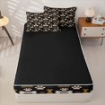 thumbnail image 4 of Manfei Cute Dog Paw Zipper Twin Comforter Sets with Fitted Sheet and 2 Pillowcases, Cartoon Bone Print Zipper Bedding Set, Black Brown, Black Reversible, 4pcs, 4 of 7