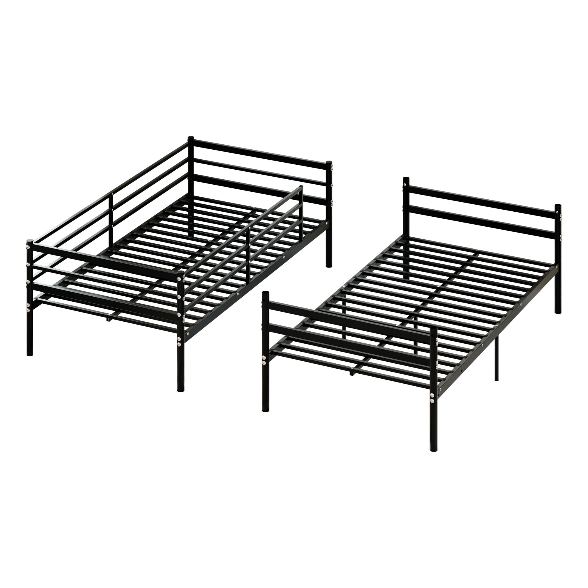 MAYEERTY Twin Over Twin Metal Bunk Bed for Kids Teens Adults, Heavy Duty Steel Bed Frame, Sturdy Slats Support 550 lbs, No Box Spring Needed, Black