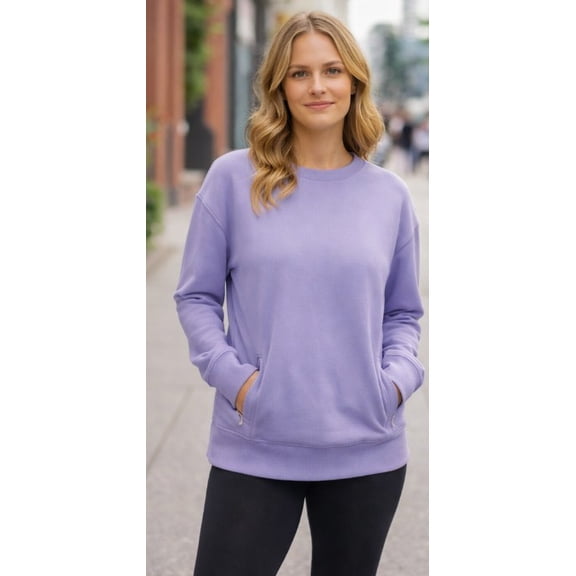 Mondetta Woman's Scuba Crewneck Sweatshirt - Color Jacaranda - Size Medium